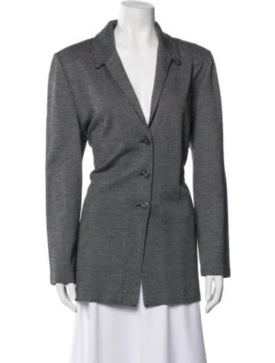 Pre-owned St John Wool Houndstooth Print Blazer In Gray