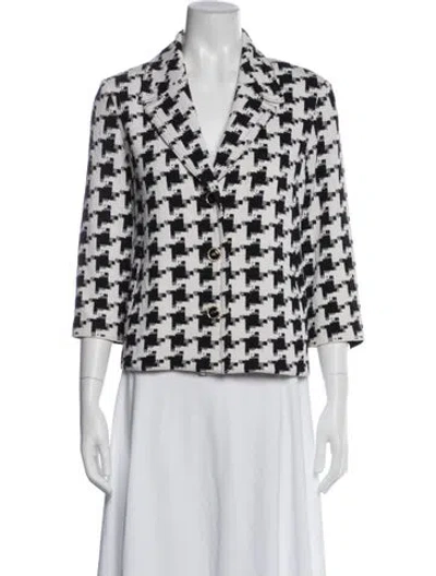 Pre-owned St John Wool Houndstooth Print Blazer In Multi