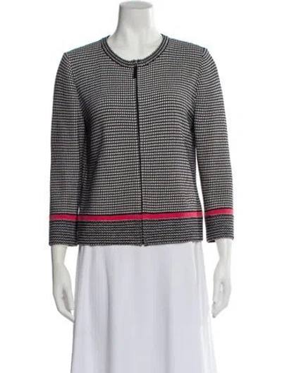 Pre-owned St John Wool Houndstooth Print Evening Jacket In Multi