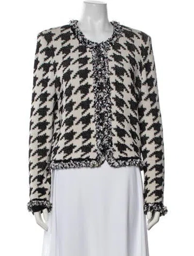 Pre-owned St John Wool Houndstooth Print Jacket In Pink