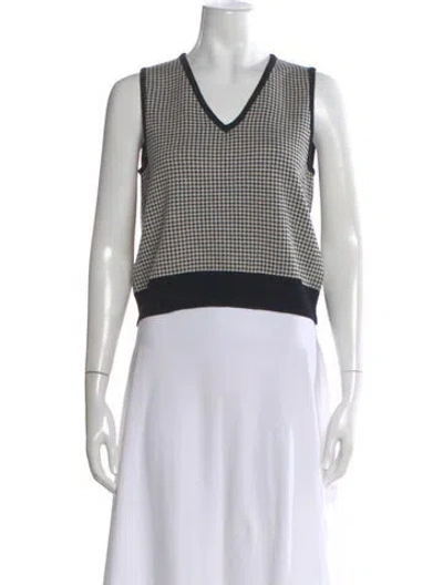 Pre-owned St John Wool Houndstooth Print Sweater In Blue