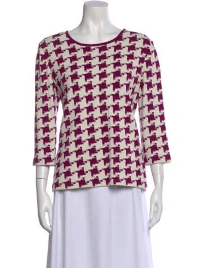 Pre-owned St John Wool Houndstooth Print Sweater In Multi
