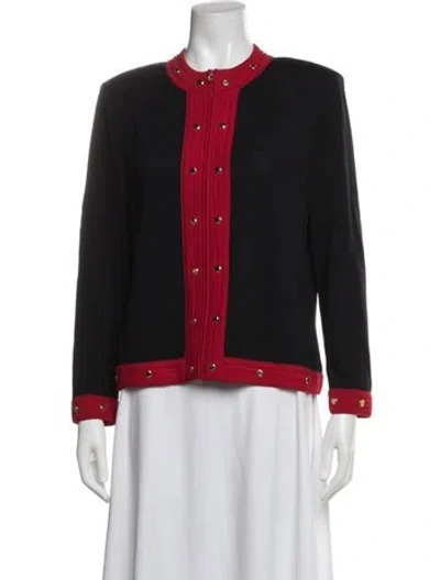 Pre-owned St John Wool Jacket In Black/red