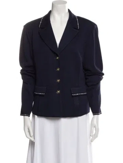 Pre-owned St John Wool Jacket In Blue