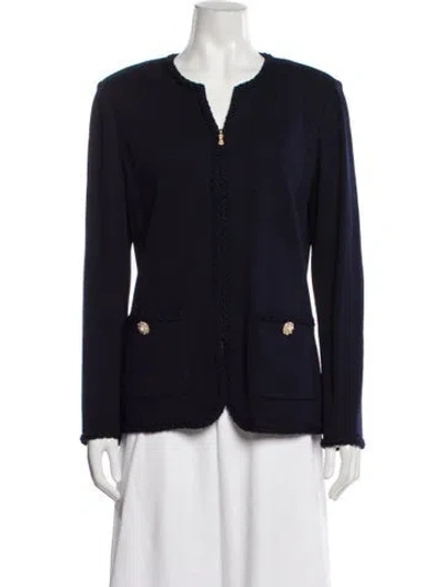 Pre-owned St John Wool Jacket In Blue
