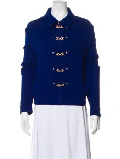 Pre-owned St John Wool Jacket In Blue
