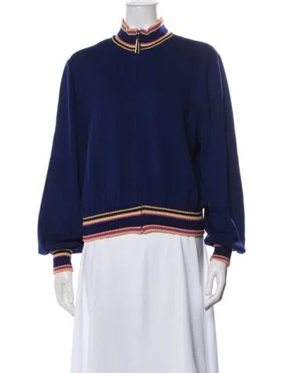 Pre-owned St John Wool Jacket In Blue