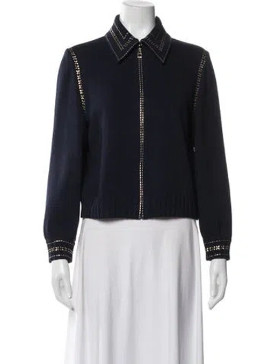 Pre-owned St John Wool Jacket In Blue