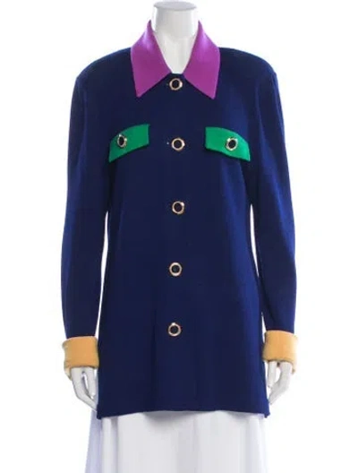 Pre-owned St John Wool Jacket In Blue