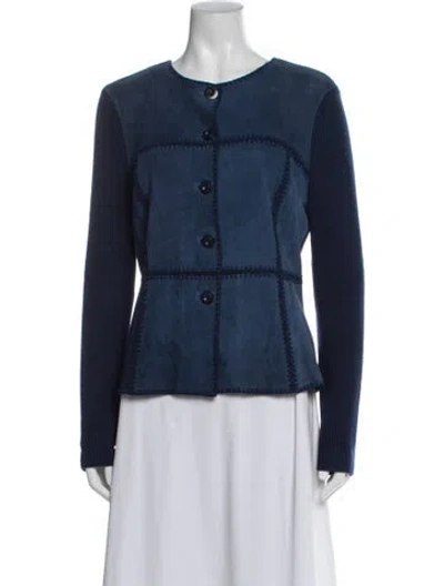 Pre-owned St John Wool Jacket In Blue