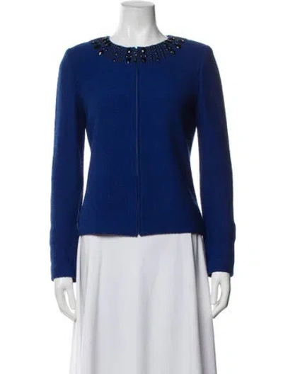 Pre-owned St John Wool Jacket In Blue