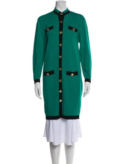 Pre-owned St John Wool Jacket In Green