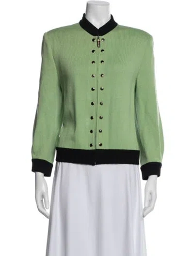 Pre-owned St John Wool Jacket In Green