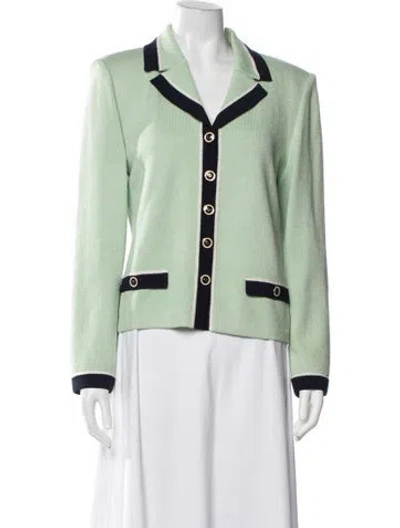 Pre-owned St John Wool Jacket In Green