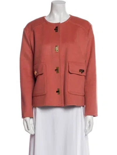 Pre-owned St John Wool Jacket In Pink