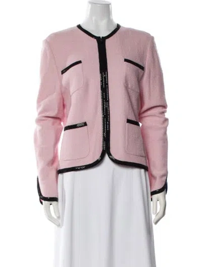Pre-owned St John Wool Jacket In Pink