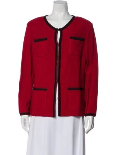 Pre-owned St John Wool Jacket In Red