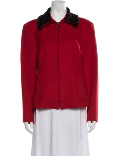 Pre-owned St John Wool Jacket In Red