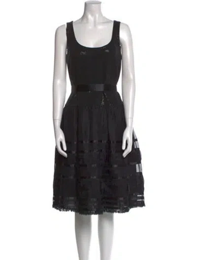 Pre-owned St John Wool Knee-length Dress In Black