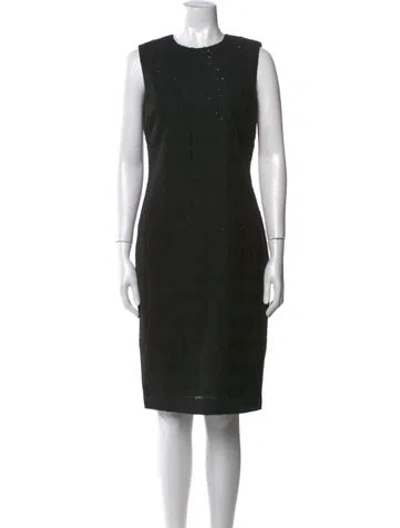 Pre-owned St John Wool Knee-length Dress In Black