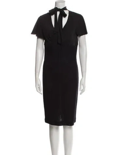Pre-owned St John Wool Knee-length Dress In Black