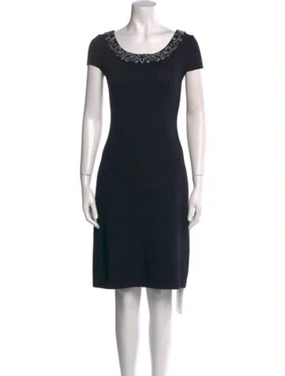 Pre-owned St John Wool Knee-length Dress In Black