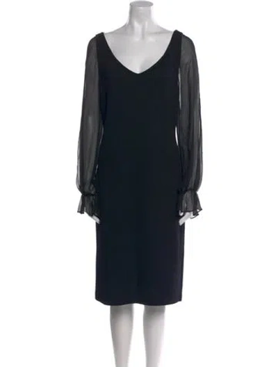 Pre-owned St John Wool Knee-length Dress In Black