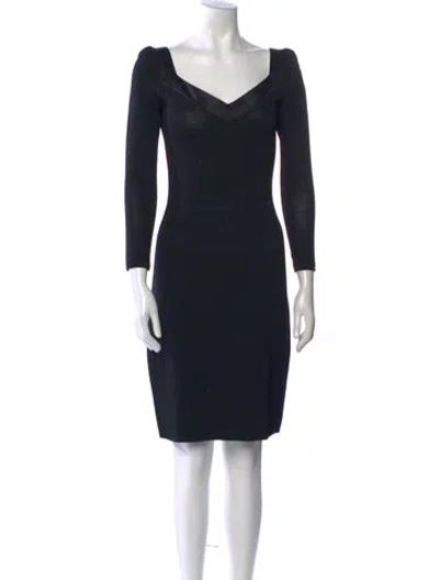 Pre-owned St John Wool Knee-length Dress In Black