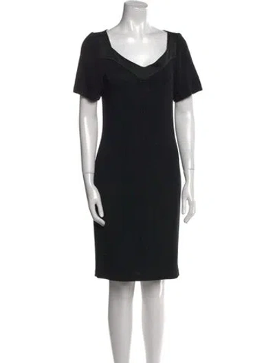 Pre-owned St John Wool Knee-length Dress In Black