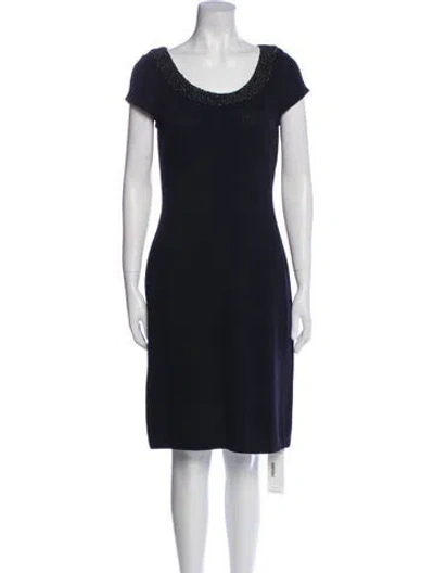 Pre-owned St John Wool Knee-length Dress In Black