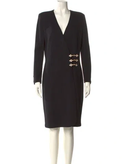 Pre-owned St John Wool Knee-length Dress In Black
