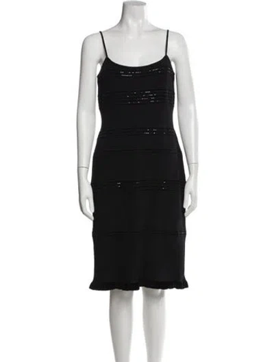 Pre-owned St John Wool Knee-length Dress In Black