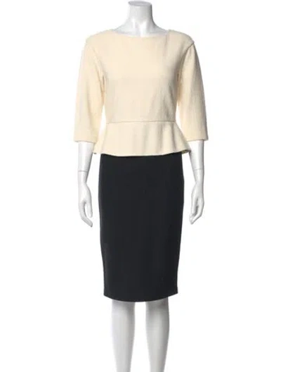 Pre-owned St John Wool Knee-length Dress In Black