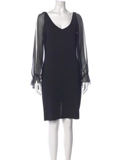 Pre-owned St John Wool Knee-length Dress In Black