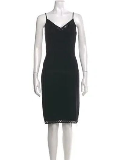 Pre-owned St John Wool Knee-length Dress In Black