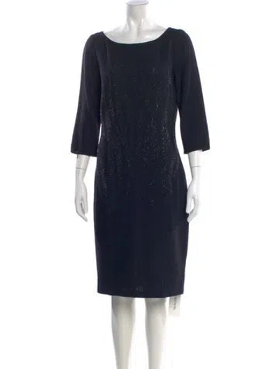 Pre-owned St John Wool Knee-length Dress In Black