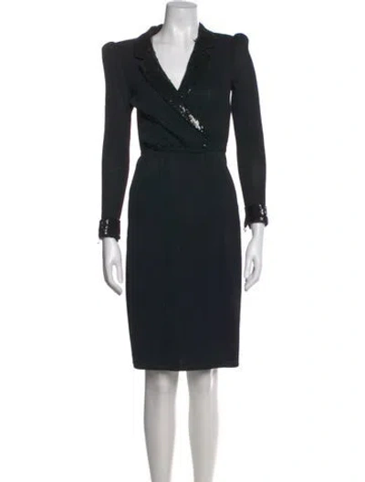 Pre-owned St John Wool Knee-length Dress In Black