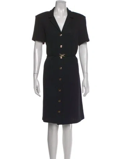 Pre-owned St John Wool Knee-length Dress In Black
