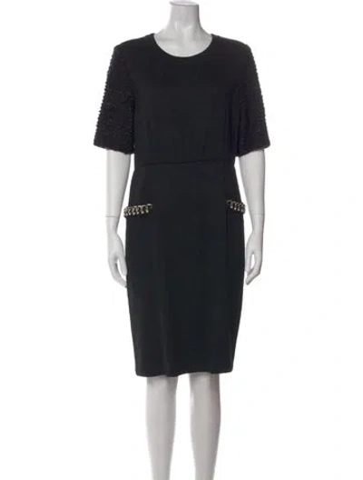 Pre-owned St John Wool Knee-length Dress In Black