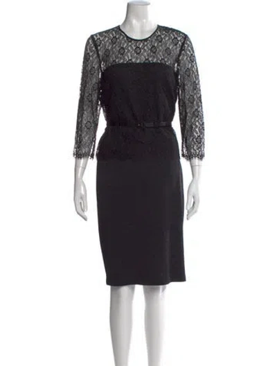 Pre-owned St John Wool Knee-length Dress In Black
