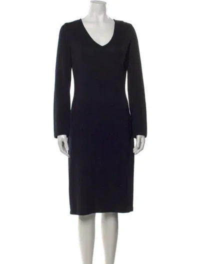 Pre-owned St John Wool Knee-length Dress In Black
