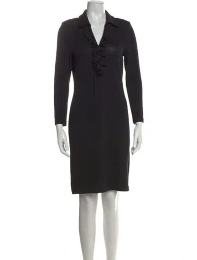 Pre-owned St John Wool Knee-length Dress In Black