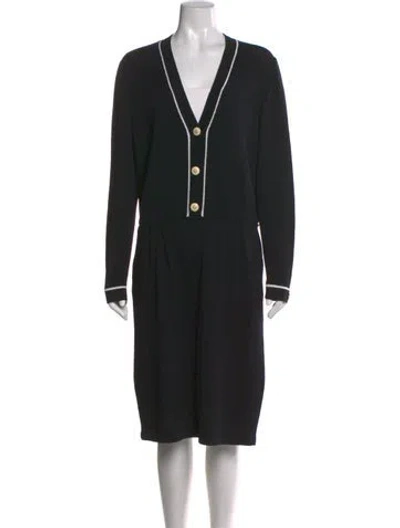 Pre-owned St John Wool Knee-length Dress In Black