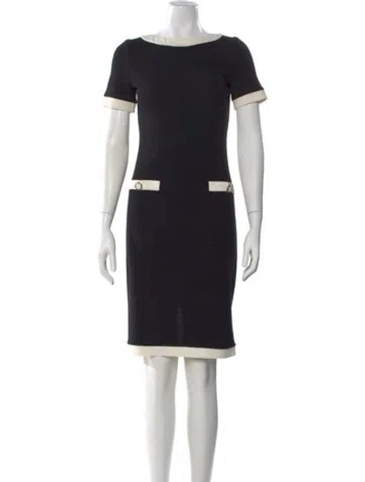 Pre-owned St John Wool Knee-length Dress In Black