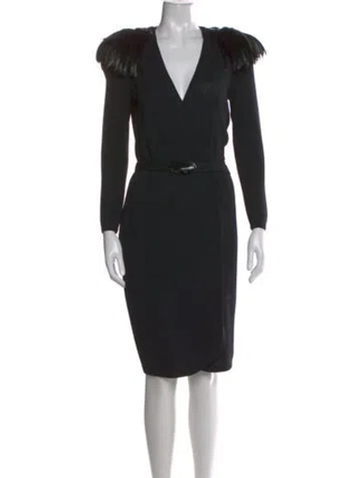 Pre-owned St John Wool Knee-length Dress In Black