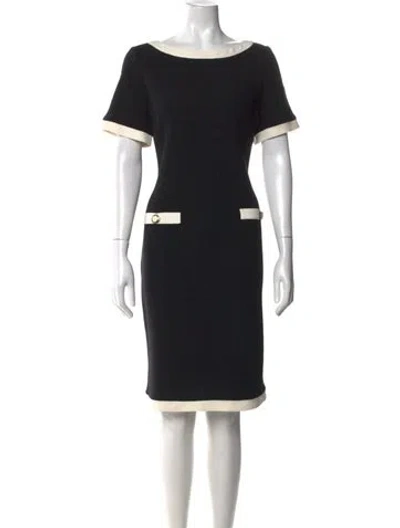 Pre-owned St John Wool Knee-length Dress In Black
