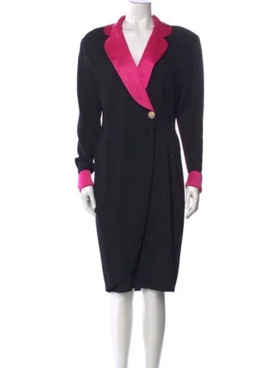 Pre-owned St John Wool Knee-length Dress In Black