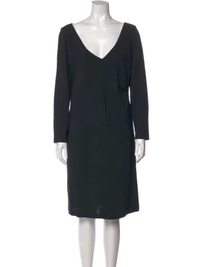 Pre-owned St John Wool Knee-length Dress In Black