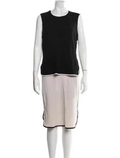 Pre-owned St John Wool Knee-length Dress In Black
