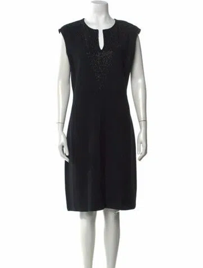 Pre-owned St John Wool Knee-length Dress In Black